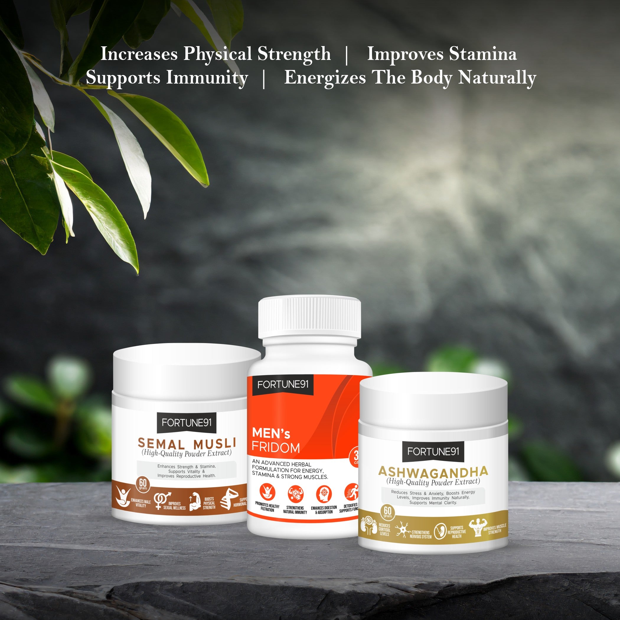 Energy & Stamina Boost (Semal Musli + Ashwagandha + Men’s Fridom)